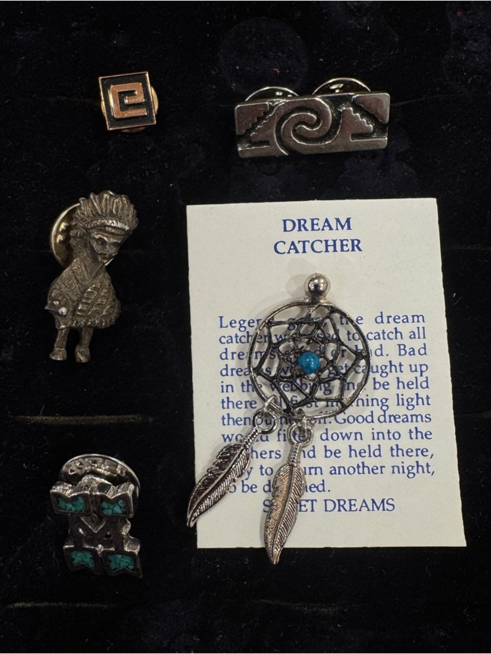 Vintage Pin Collection Lot of 5 Native American Southwest Dream Catcher
